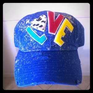 New Blue Distressed LOVE Hat 🧢